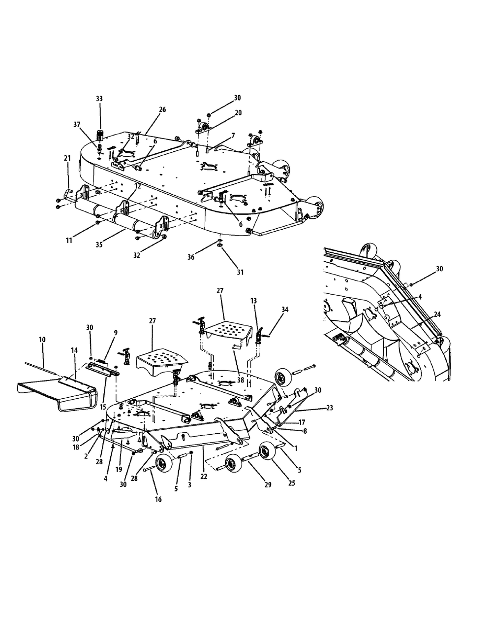 Fabricated Deck Assembly 54-Inch Diagram and Parts List for M54-KH (53BH8CT4050-27HP)(2011 & After) Cub Cadet Lawn Tractor